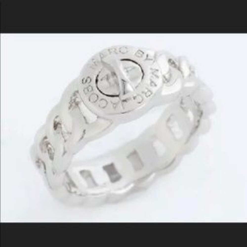 MARC JACOBS SILVER TONE LOCK  RING SZ 6 NWT